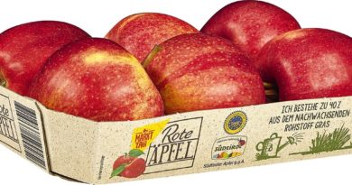 netto verpackt Äpfel in Verpackungen mit Grasanteil