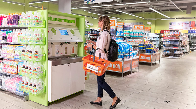 Migros tests filling stations for detergents and rinsing agents.