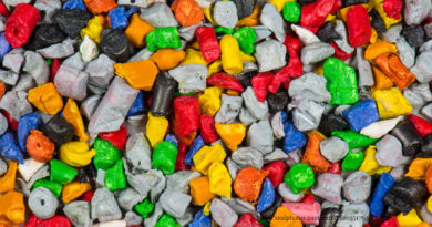 colorful grist of plastic articles